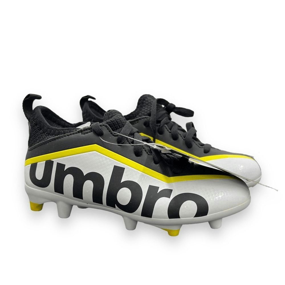 Umbro Pivot Soccer Cleats Youth 12C Black‎ White Yellow KDUM11RT001 Sports NEW